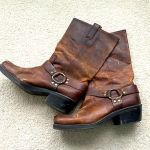 Vintage Leather Moto Boots